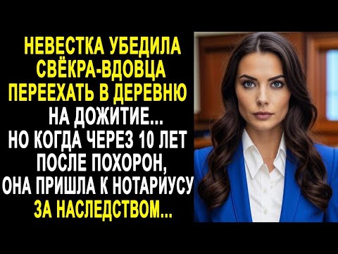 Видео: Невестка убедила свёкра-вдовца переехать в деревню. Но когда она пришла к нотариусу за наследством.