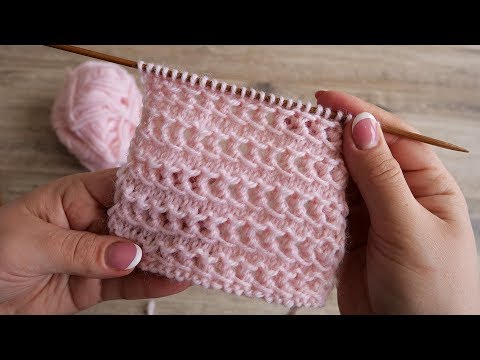 Видео: Горизонтальный ажурный узор спицами | Horizontal lace knitting pattern
