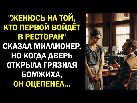 Видео: "Женюсь на той, кто первой войдёт в ресторан" сказал миллионер. Но когда дверь открыла бомжиха...