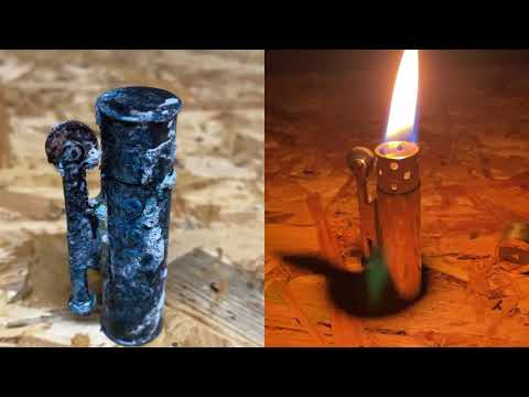 Видео: Restoration of an old lighter from a cartridge case | Восстановление старой зажигалки из гильзы