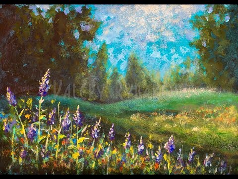 Видео: Солнечные цветы на фоне леса как нарисовать | Полные УРОКИ РИСОВАНИЯ