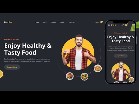 Видео: Adaptive landing website FOOD / Design Using HTML | CSS | JS (Адаптивная верстка сайта)