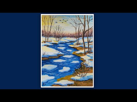 Видео: КАК НАРИСОВАТЬ ВЕСНУ.РИСУЕМ ЛЕДОХОД НА РЕКЕ! РИСУЕМ СОЛНЕЧНЫЙ ВЕСЕННИЙ ПЕЙЗАЖ ГУАШЬЮ. УРОК РИСОВАНИЯ