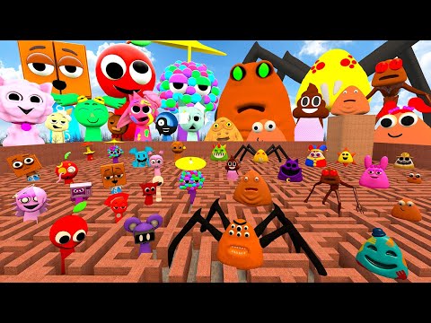 Видео: 🧱 БОЛЬШОЙ ЛАБИРИНТ ВСЕ НОВЫЕ ФАЗЫ ЭВОЛЮЦИИ SPRUNKI ПРОТИВ КОМАНДЫ POU СПАРТАНСКИЙ УДАР в Garry's Mod