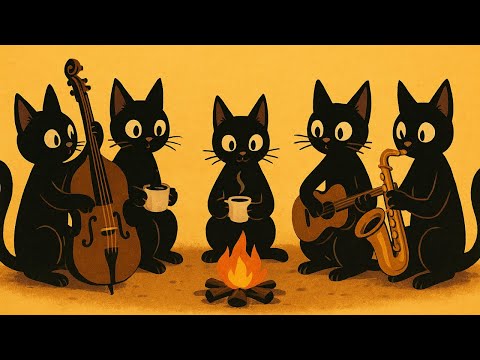 Видео: Black Cats Bonfire Jazz: Джаз с глубоким басом для работы и отдыха