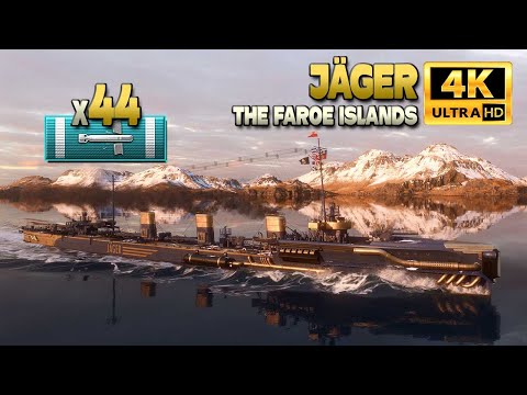 Видео: эсминец Jäger: 44 попадания торпед на карте "Фарерские острова" - World of Warships