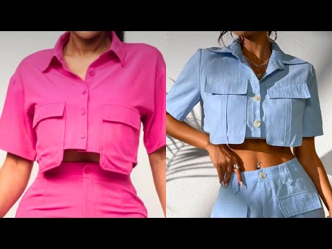 Видео: Как раскроить и сшить укороченную рубашку с карманами-карго // Подробно
