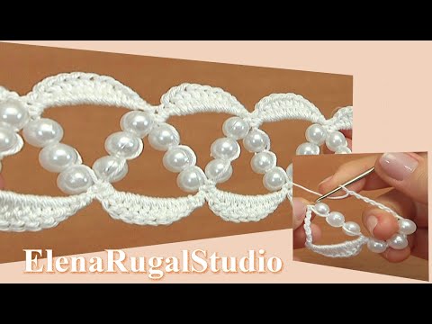Видео: Урок вязания крючком широкого шнура с бусинками. Урок 126