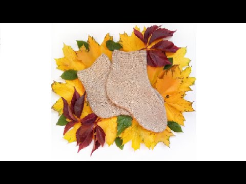 Видео: Носки крючком с узором "Плетёнка" на манжетах