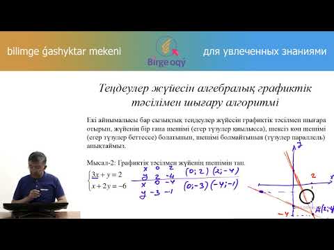 Видео: 6.42 - Математика - Екі айнымалысы бар сызықтық теңдеулер жүйесін графиктік тәсілімен шешу
