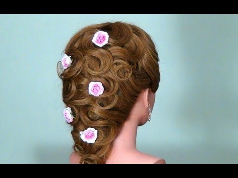 Видео: Вечерняя прическа для длинных волос. Wedding prom hairstyle