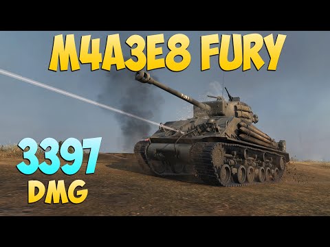 Видео: M4A3E8 Fury - 6 Фрагов 3.3K Урона - Как в кино! - World Of Tanks