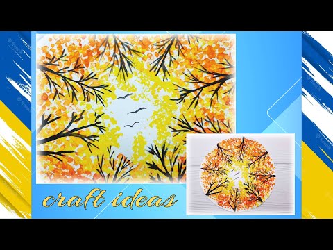 Видео: Пейзаж ЗОЛОТА ОСІНЬ 🍁 Нетрадиційне  малювання 🖌️