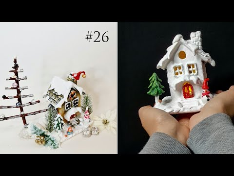 Видео: Миниатюрный рождественский домик-сказка - Картон - Идеи поделок из воздушной сухой глины