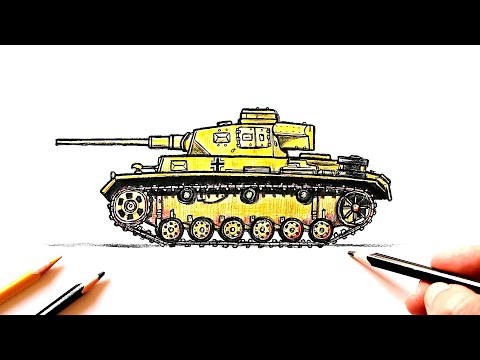 Видео: Как нарисовать Танк Панцер | Pz.Kpfw. III