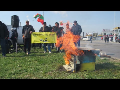 Видео: Трактори блокираха Дунав мост, пчелари изгориха протестно кошер