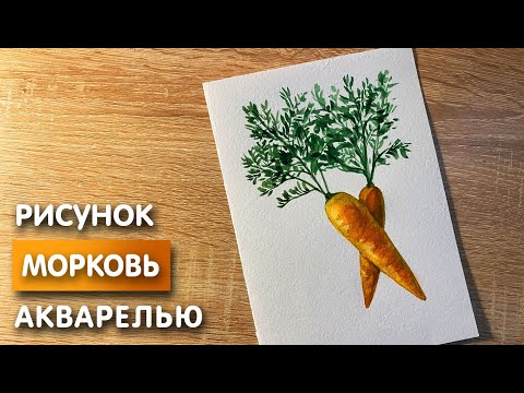 Видео: Как нарисовать морковь карандашом и акварелью начинающим | Рисунок для детей