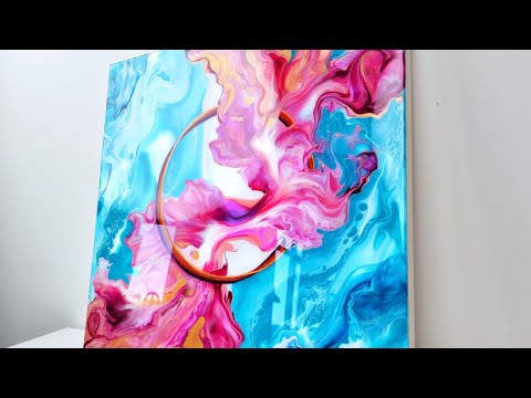 Видео: Весеннее возрождение 💗 3D-эффект ~ Синяя и розовая палитра ~Акриловая заливка ~Абстрактное искусство