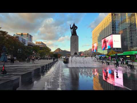 Видео: Прогулка по Чонно-3-га, площади Кванхвамун, Чхонгечхон и мэрии l Экскурсия по Сеулу l 4K HDR
