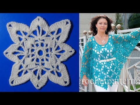 Видео: Пончо из ажурных ромбов крючком.