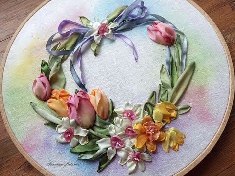 Видео: Весенний венок.  Часть3  Дорабатываем фон для вышивки.Background for embroidery