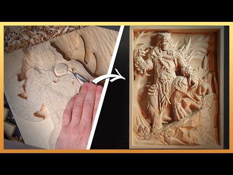 Видео: Как из доски вырезать картину? Вот так! Резьба по дереву, полный процесс.