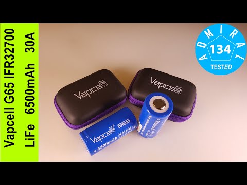 Видео: Vapcell G65 IFR32700 6500mAh 30A обзор LiFe аккумулятора