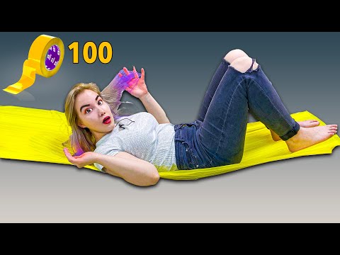 Видео: 100 СЛОЕВ РАЗНОЦВЕТНОГО СКОТЧА ЧЕЛЛЕНДЖ !