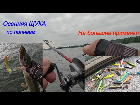 Видео: Щука по поливах на большие приманки. Сплавная рыбалка в начале осени.