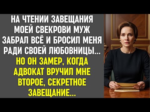Видео: Муж забрал всё наследство и ушёл к любовнице. Но замер, когда юрист вручил мне второе завещание.
