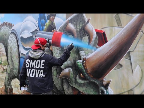 Видео: Эпическое граффити с динозаврами-гонщиками | как я продал целую СТЕНУ на EBAY?!?