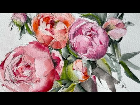 Видео: Пишу картину с пионами маслом