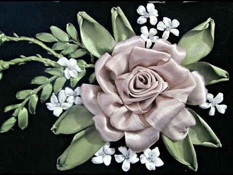 Видео: Роза, вышивка лентами. Rose embroidery ribbons.