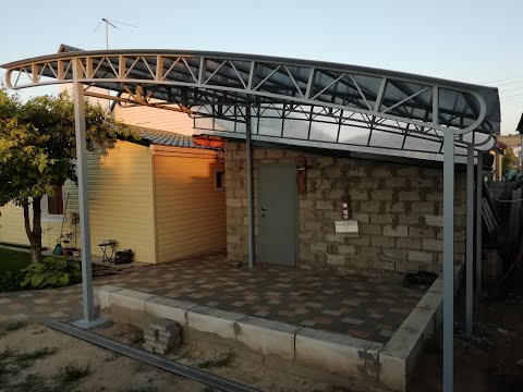 Видео: Навес-беседка с непрозрачного поликарбоната. Делаем закругления на фермах.