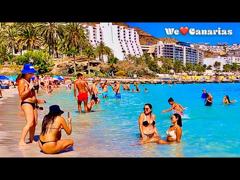 Видео: Гран-Канария Анфи-дель-Мар Пляжная жизнь Лето 2021 года | We❤️Canarias