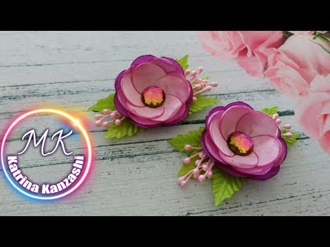 Видео: Миниатюрные цветочки из атласной ленты /Flores em miniatura de fita de cetim.