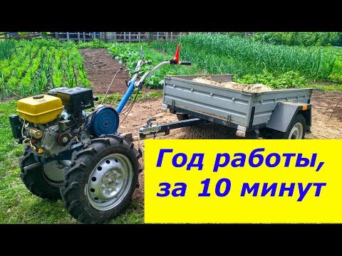 Видео: Работа мотоблока, навесного оборудования и средств механизации на протяжении года, за 10 минут