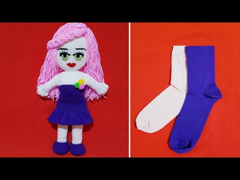 Видео: 😍ИГРУШКА-КУКЛА-НОСКА / 👍Нет вязания, без счета👌Просто и практично в изготовлении / 💯Мой дизайн
