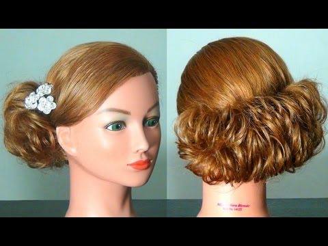 Видео: Вечерняя, свадебная прическа. Wedding prom hairstyle for medium hair