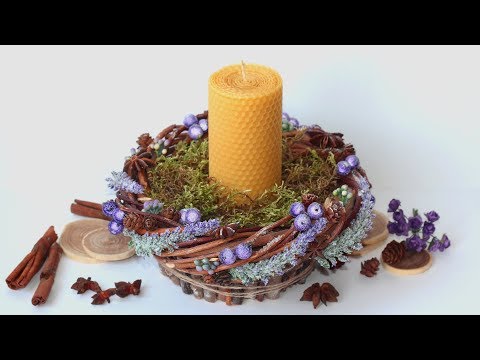 Видео: Новогодняя композиция со свечой. Мастер-класс