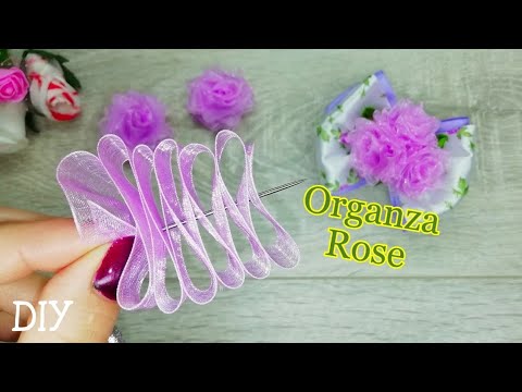 Видео: Ribbon Roses🌹Бантики с розами из органзы Легко и быстро МК КАНЗАШИ DIY Organza rose