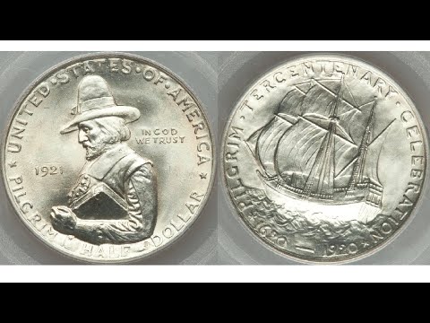 Видео: 1920-1921 Pilgrim half dollar/ 50 центов США 300-ию высадки Пилигримов