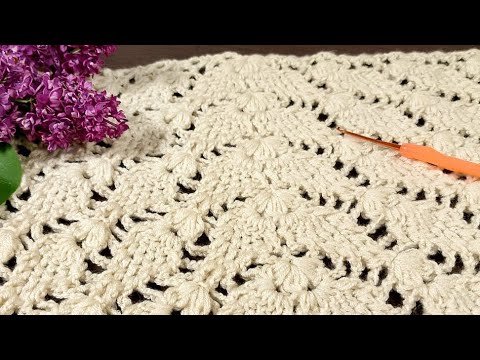 Видео: Ажурный узор для шали или бактуса крючком