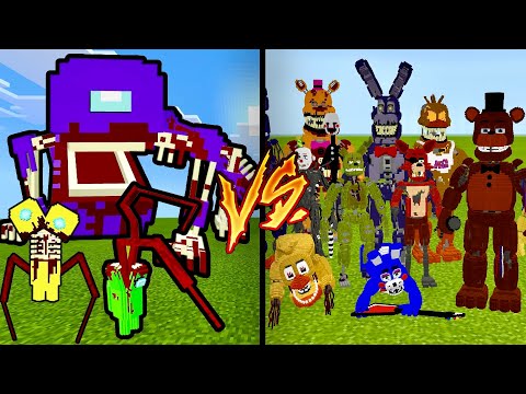 Видео: МОНСТРЫ АМОНГ АС ПРОТИВ АНИМАТРОНИКОВ ФНАФ в МАЙНКРАФТ фнаф майнкрафт fnaf minecraft among us