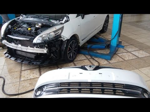 Видео: Снятие переднего бампера Рено Сценик 3. Сетка в бампер, замена решётки.