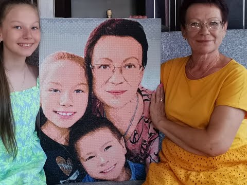 Видео: ПОРТРЕТ ПО ФОТО 🔥АЛМАЗНАЯ МОЗАИКА 50*70СМ. РАСПАКОВКА И ГОТОВАЯ РАБОТА ❤️