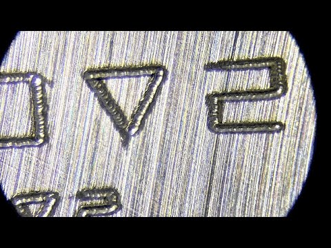 Видео: Тест 3 линзы оптоволоконный маркер гравер под Микроскопом. F420 - F290 - F163.