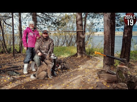 Видео: Жизнь в тайге. В горах выпал снег, пора уходить ниже. Поймали рыбу. Ураганный ветер. Ждем погоды 19с