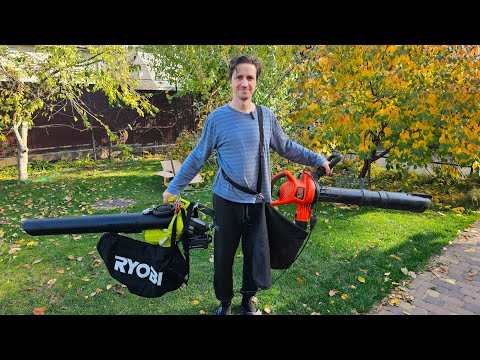 Видео: Тест садовых пылесосов. Аккумуляторный Ryobi RBV36B и сетевой Black and Decker 3000W