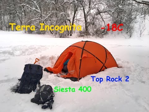 Видео: Ночь в палатке на Лысой Горе при -18 (Terra Incognita Siesta 400, Top Rock 2)